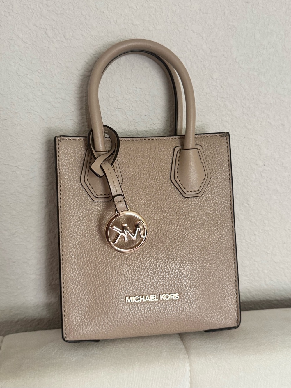 Michael Kors Taupe Pebbled Leather Mini Tote with Gold Hardware - Picture 4 of 4